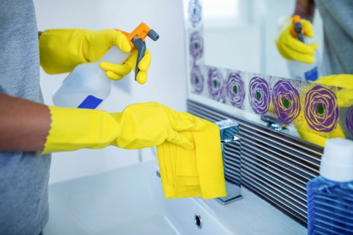 Professional cleaner preparing a fresh and welcoming space